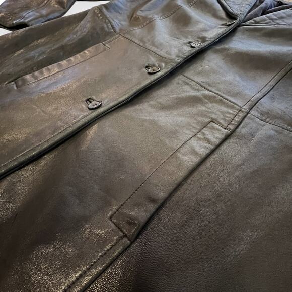 Jones New York Womens Leather Jacket Black Y2K Blazer Vintage - Picture 8 of 10